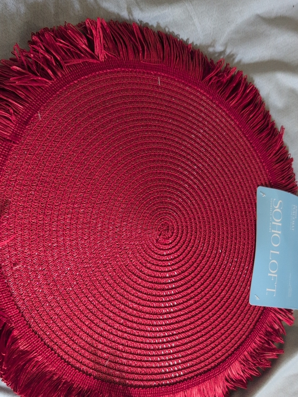Red Round Woven Fringe Placemat